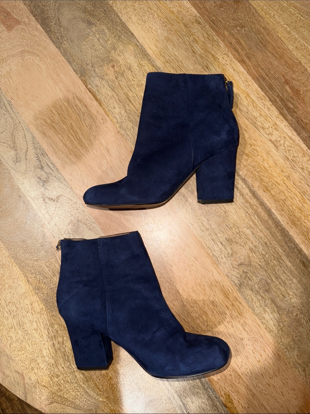 Nine West Navy Suede Block Heel Ankle Boots